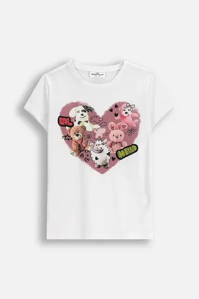 Dětské tričko Coccodrillo bílá barva, CRAFT PUNK GIRL KIDS