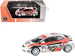 2007 Honda Civic Type R FN2 RHD (Right Hand Drive) 91 "Buddy Club - Asian Touring Car Series" (2012) 1/64 Diecast Model Car by Paragon Models