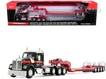 Kenworth W990 Heavy Haul Day Cab and Magnitude Tri-Axle Lowboy Trailer with Flip Tail "Mammoet" Black and Red 1/64 Diecast Model by DCP/First Gear