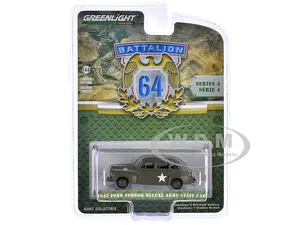 1942 Ford Fordor Deluxe "Army Staff Car" Matt Olive Green "Battalion 64" Series 4 1/64 Diecast Model Car by Greenlight