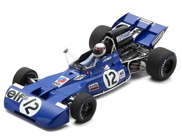 Tyrrell 003 12 Jackie Stewart "Tyrrell-Ford" Winner Formula One F1 "British GP" (1971) with Acrylic Display Case 1/18 Model Car by Spark