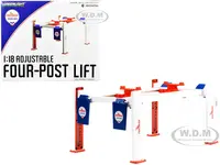 Adjustable Four Post Lift "Chevron Gasolines" for 1/18 Scale Diecast Model Cars by Greenlight