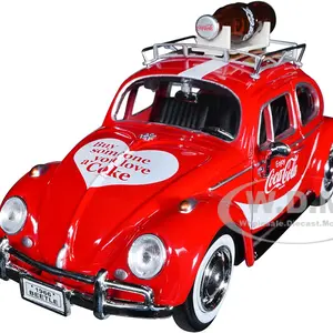 1966 Volkswagen Beetle Red "Enjoy Coca-Cola" with Roof Rack and Accessories 1/24 Diecast Model Car by Motor City Classics