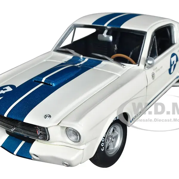 1965 Shelby GT 350R 7 "Stirling Moss" White with Blue Stripes Limited Edition to 516 pieces Worldwide 1/18 Diecast Model Car by ACME