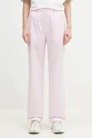 Bavlněné kalhoty Fiorucci Gingham Logo růžová barva, široké, high waist, U02SPBPA299CO01PN02