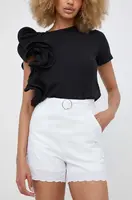 Bavlněné šortky Answear.LAB bílá barva, hladké, high waist