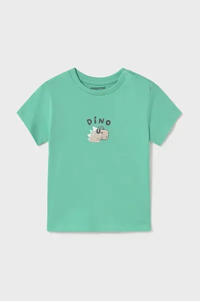 Dětské bavlněné tričko Mayoral tyrkysová barva, s potiskem, 1062