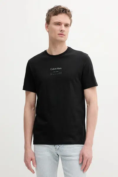 Bavlněné tričko Calvin Klein černá barva, s potiskem, K10K114172