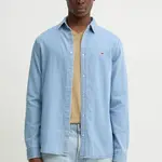 Džínová košile Tommy Jeans pánská, modrá barva, regular, s klasickým límcem, DM0DM21146