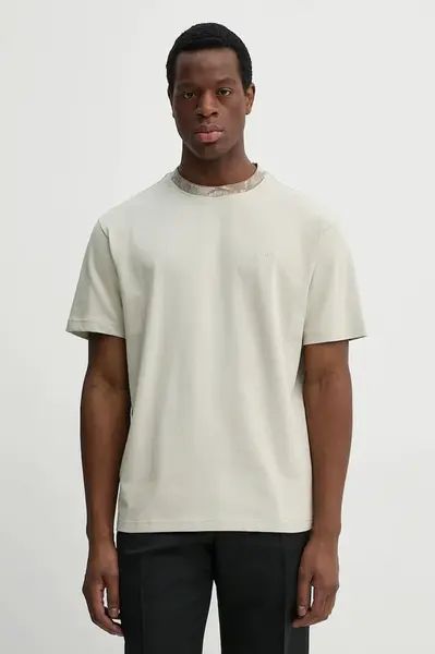 Bavlněné tričko BOSS Orange šedá barva, 50530747