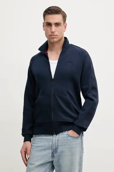 Bavlněná mikina HUGO tmavomodrá barva, s aplikací, 50540933