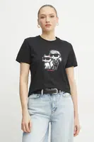 Bavlněné tričko Karl Lagerfeld černá barva, A1W17129