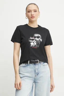 Bavlněné tričko Karl Lagerfeld černá barva, A1W17129