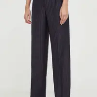 Vlněné kalhoty Lovechild černá barva, široké, high waist, 5124194