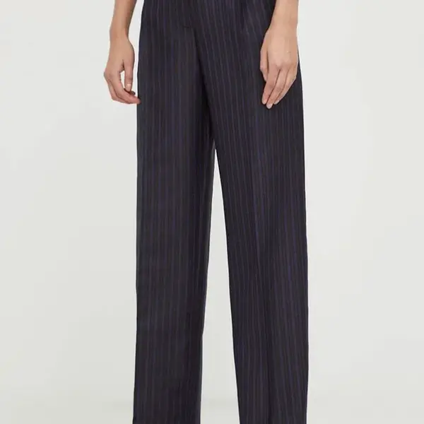 Vlněné kalhoty Lovechild černá barva, široké, high waist, 5124194