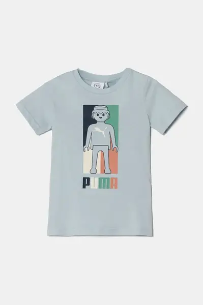 Dětské bavlněné tričko Puma X PLAYMOBIL modrá barva, s potiskem, 627388