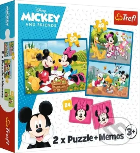 Sada 3v1 Mickey a přátelé (2x puzzle + pexeso) - puzzle z kategorie 15 - 60 dílků