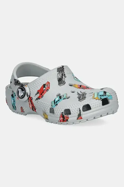 Pantofle Crocs CLASSIC RACE CARS GRAPHIC CLOG KIDS šedá barva, 210992