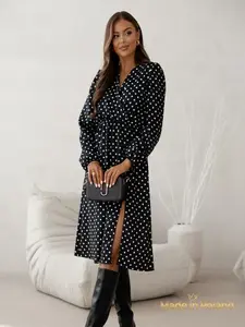 Resti Women's Midi Dress in Polka Dots Midnight Bloom