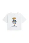 Dětské bavlněné tričko Polo Ralph Lauren bílá barva, 312965155001