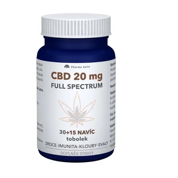 PHARMA ACTIV CBD 20 mg full spectrum 30 + 15 kapsúl NAVYŠE