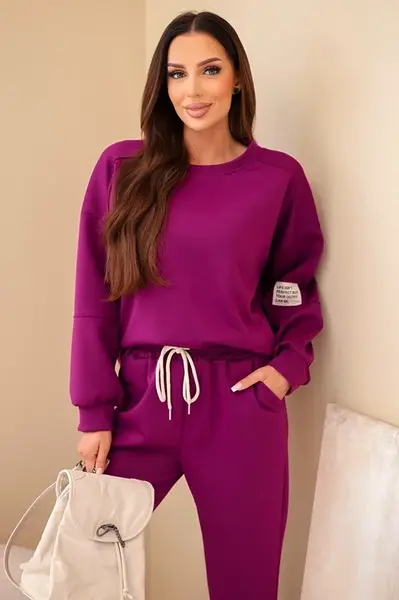 Kesi Włoski Sada mikina + kalhoty máslová tmavě fialová