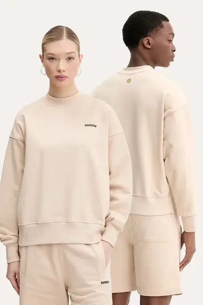 Bavlněná mikina Barrow béžová barva, s potiskem, S5BWUASW080