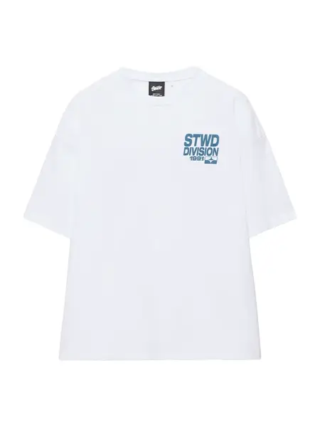Pull&Bear Tričko 'STWD'  zafírová / biela
