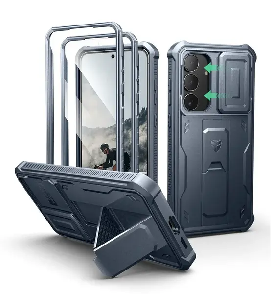 Dexnor 360 Kickstand Camprotector obal Samsung Galaxy S25 FE, modrý