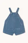 Dětské lacláče Tinycottons BABY GRAPHIC DENIM DUNGAREE modrá barva, SS25-244