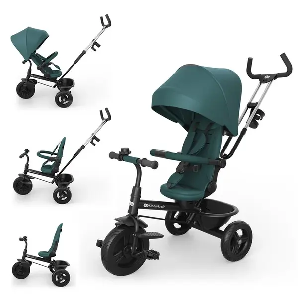 KINDERKRAFT Tříkolka Aston 2 Plus Green, 9m+