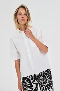 Marisse White Short-Sleeved Collared Shirt