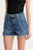 Džínové šortky Twinset dámské, modrá barva, hladké, high waist, 251TP2575
