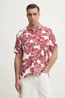 Lněná košile Marc O'Polo pánská, červená barva, regular, s klasickým límcem, 523721341134