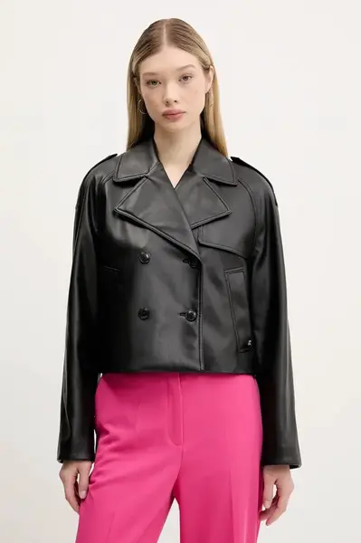 Bunda HUGO černá barva, přechodná, oversize, 50536434