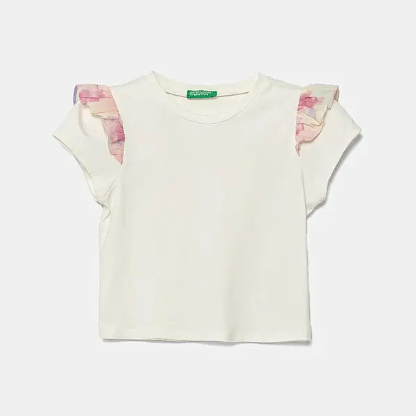 Dětské tričko United Colors of Benetton béžová barva, 3P4ZG10IV