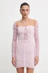 Šaty Elisabetta Franchi růžová barva, mini, přiléhavé, AB68352E2