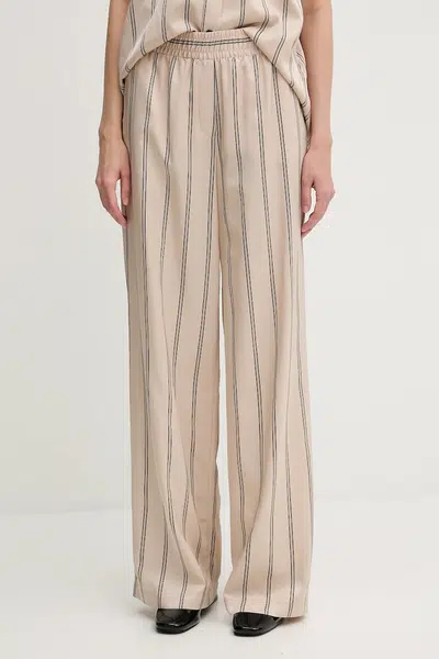 Kalhoty Marc Aurel dámské, béžová barva, široké, high waist, 1856-1000-93421