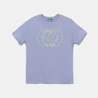 Dětské bavlněné tričko United Colors of Benetton fialová barva, s potiskem, 3I1XC10OO
