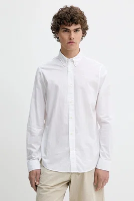 Bavlněná košile Timberland pánská, bílá barva, regular, s límečkem button-down, TB0A6GRH1001
