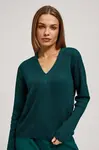 Marisse Fitted V-Neck Sweater In Emerald Green