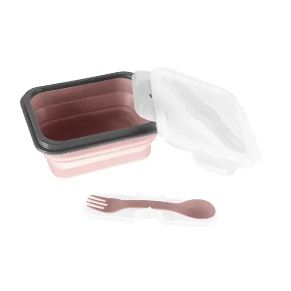 Zopa Silikonový svačinový box s příborem malý, Old Pink 1