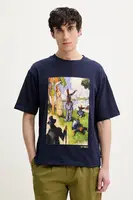 Bavlněné tričko Desigual MANITOBA tmavomodrá barva, s potiskem, 25SMTK04