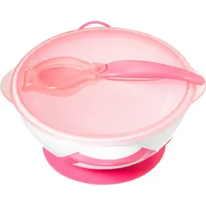 BabyOno Be Active Suction Bowl with Spoon jídelní sada pro děti Pink 6 m+ 2 ks