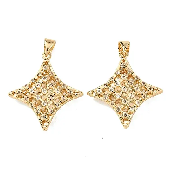 Brass Micro Pave Clear Cubic Zirconia Pendants