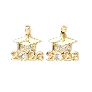 Brass Micro Pave Clear Cubic Zirconia Pendants