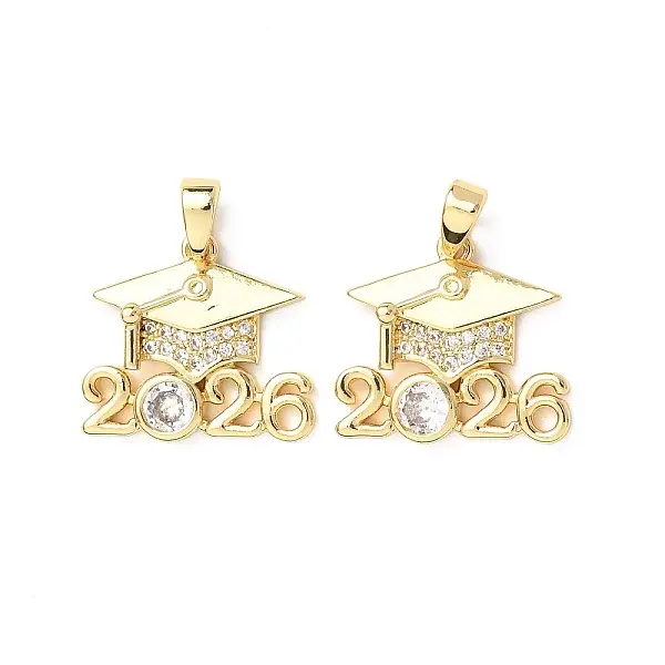 Brass Micro Pave Clear Cubic Zirconia Pendants