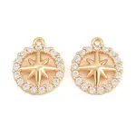Brass Micro Pave Clear Cubic Zirconia Charms