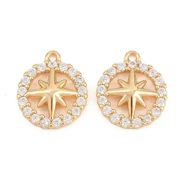 Brass Micro Pave Clear Cubic Zirconia Charms