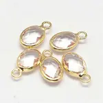 Oval Faceted Golden Tone Brass Glass Charms